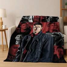 SPN  Dean Sam Winchester Castiel Flannel Blanket,Cozy Soft Throw Blanket For Home Bedroom Bed Sofa Cover Gift2.Jpg - 白色 - 查看 1