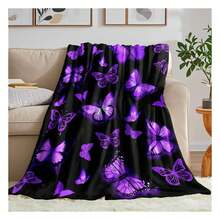 Butterfly Blanket For Women  Purple Butterfly Gifts Butterflies Throw Blanket Decorations For Bedroom Decor 50" X 40" Pop  Gift (Multiple Sizes Available) Nordic Style Acrylic Rectangular Office Nap Sofa Flannel Blanket, Air Conditioning Blanket, Knitted Small Blanket, Shawl Cover Blanket, Bed End Blanket Soft & ,Skin-Friendly Multi-Size Versatile Blanket ,Lettering Numbers Doodle Christmas Blanket,Chicken PrintingPerfect Christmas, Halloween, Birthday Gift For Home Decor,Uplifting Gift For Friends, Family, Happy Valentine's Day,Happy New Year. - 彩色 - 查看 2