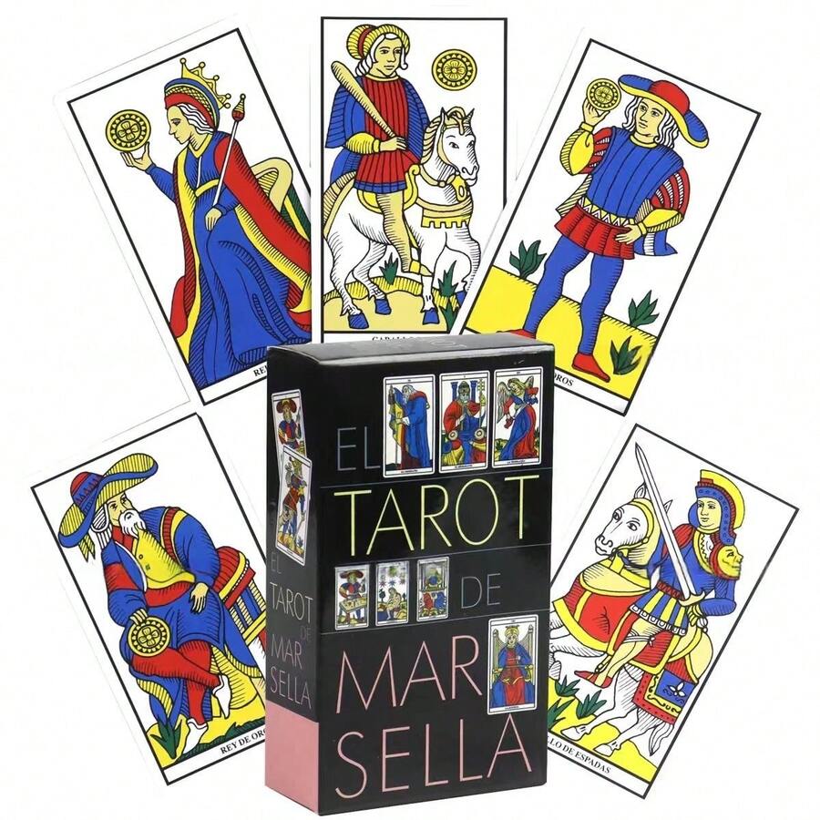 Marseille Tarot - 10.6x6.2cm, Card Game, 78 Cards, Suitable For Party Entertainment, Family Gathering Game, Suitable For Tarot Beginners (Spanish Version)