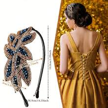 Handmade Rhinestone And Bead Hair Accessories - Elegant Vintage Leaf And Vine Hair Accessories With Black/White/Bead And Rhinestone Leaf Patterns, Wedding Prom Party Headpieces, Non-Slip Hair Accessories (No Feathers), Lace Headpieces, Elegant Headbands, Beaded Headbands, Vintage Headbands, Bohemian Headbands, Bow Headbands, Glamorous Headbands, Vintage Headbands, Women's Bow Headbands, Headband Bows, Knotted Headbands, Ruched Headbands, Bohemian Headbands, Tiara Headband, Pearl Headband, Triangle Headband, Paisley Headband, Tassel Headband, Bohemian Headband, Fashion Headband - Đen và Vàng - Xem 6