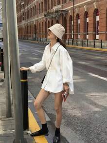 2025新款宽松蓝色衬衫女设计感小众夹克衬衫春秋季打底长袖上衣