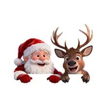 Christmas Fence Peeker Decorations Funny Peeking Reindeer Santa Yard Sign Cute Outdoor Xmas 2D Fence Art Ornament For Holiday Winter Lawn Decor Christmas Decorations Home Christmas Gifts Christmas Decor