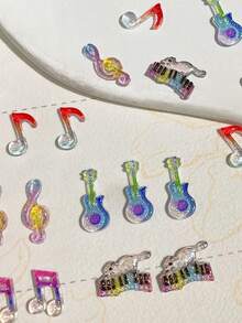 50 قطعة من الملحقات الزخرفية لفن الأظافر بشكل ملاحظات موسيقية لامعة بألوان الحلوى، ديكورات شعر جميلة للزينة DIY مناسبة لحجارة الراين ثلاثية الأبعاد لأظافر، سلاسل الهاتف، سلاسل المفاتيح، أعمال فنية DIY للأظافر، هدايا