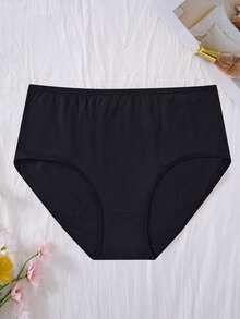 5pcs/Pack Women Plus Size Solid Color High Elastic Cotton Briefs - Multicolor - View 5