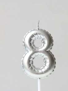 Silver Floral Garland Balloons, Painted Birthday Numbers 0-9, Birthday, Anniversary, 1st Birthday Party Cake Decor Candles