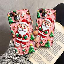 Estuche para teléfono Santa Cookie Wonderland diseño navideño tan divertido Compatible con fundas para teléfonos   17  16 Pro Max  15 Pro Max  13 y  12 Hecho de material de TPU, brinda protección contra golpes y caídas Es un gran regalo para familiares, amigos, novios, novias y Halloween - Negro - Ver 4