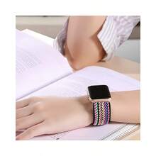 Nylon Twill Elastic Watch Bands Strap Compatible With Apple Watch Series 11/SE 3/Ultra 3/ 49mm 46mm 45mm 44mm 42mm /42mm 41mm 40mm 38mm, Watch Series 10 9 Ultra SE 8 7 6 5 4 3 2 1 For Women Men - Multicolor - View 6
