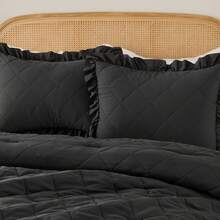 Elegant Phoebe 2/3 Pieces Mini Diamond Patterning Bedding Comforter Set,All Season Family Home Textile Fits Modern Bedroom Décor,2 Pieces For Twin-Twin XL Size And 3 Pieces For Full-Queen-King-Cal King Size, Mother's Day Thanks Giving Gifts - 黑色 - 查看 5