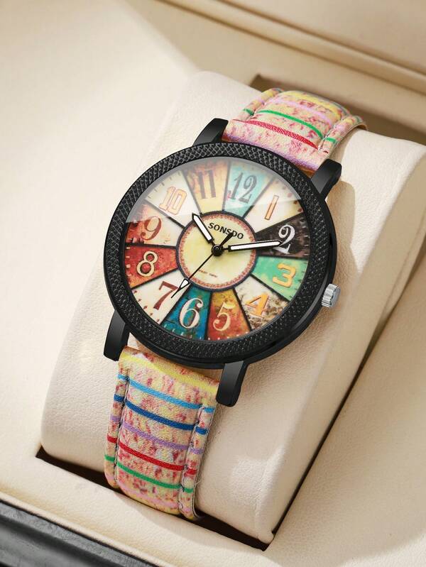 1 Stück Klassische personalisierte Damen Quarz Armbanduhr mit Zifferblatt, ohne Uhrenbox