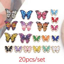 时尚珐琅蝴蝶吊坠套装（10/20/24/52个）。精致吊坠，非常适合DIY手链、项链和钥匙扣。 - 彩色 - 查看 14