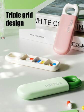 1pc Compact Portable Pill Box With Press Lock Lid - Ideal For Travel, Home Or On-The-Go Use, Simple Design, Secure Closure, Essential For Frequent Travelers