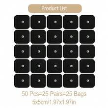 TENS電極貼片5X5cm自粘3.5mm插針無紡布凝膠貼片，用於電子脈衝身體按摩器EMS肌肉刺激器替換10/20/50/100入 - 5x5cm - 查看 21