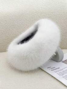 1pc Women Solid White Fuzzy Headband, Earwarmer Hair Band ,Empty Top Winter Fluffy Hat - Multicolor - View 13