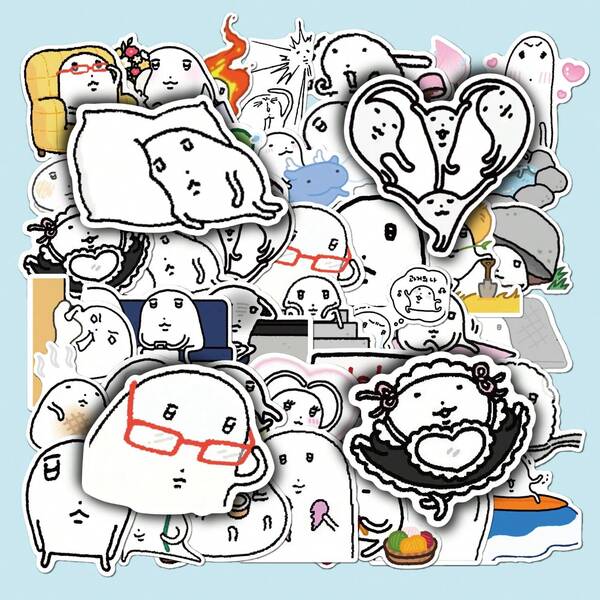 60 Pieces Of Mochi Personification Graffiti Stickers, Cartoon Creative DIY Stickers, For Decorating Mugs, Refrigerators, Books, Suitcases, Helmets, Skateboards, Cameras, Guitars, And Laptop Stickers