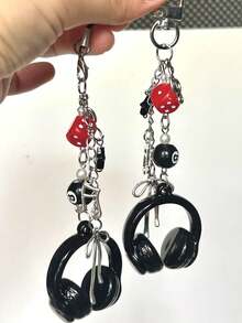 1个原装黑色8音符耳机挂绳，多功能CCD挂件钥匙扣，学生背包挂件 - 彩色 - 查看 1