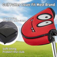 1 Piece Black Eye Pattern Golf Club Head Cover, Golf Club Cover, Putter Cover Golf Equipment Material Waterproof And Wear-Resistant, Red And Gray Optional, To Provide The Best For Your Ball - Multicolor - View 9