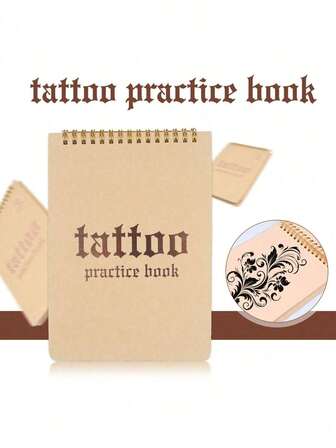 yikexuanli 亿可轩利纹身练习皮手册包含10张纹身练习皮（1毫米），双面逼真练习皮，一本纹身设计纪念册，适合初学者和纹身师，并包含纹身配件。