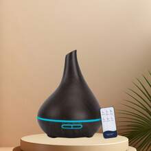Bedroom Humidifier 500ml Aromatherapy Diffuser, Uniquely Shaped Wood Grain Essential Oil Diffuser, Cold Mist Humidifier USB Aromatherapy Diffuser, With Timer LED Light, Home And Office Humidifier (Dark Wood Grain). - 1PC - View 1