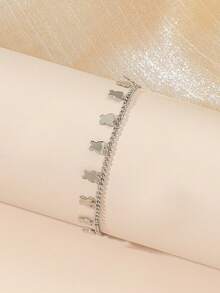 1pc Minimalist Gold Square Tassel Chain Bracelet, Fashionable Women's Style (Pendant Position And Quantity Are Random). - Multicolor - View 3