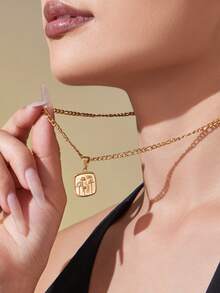 1 pezzo Collana con ciondolo a forma di cuore con zirconia, set di collane con ciondoli a goccia, placcato in oro 18K in acciaio inossidabile