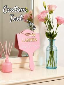 Customized 3D Acrylic Pipette-Shaped Logo Mirror, Acrylic Eyelash Technician Handheld Photo Prop, Eyelash Beauty, Personalized Eyelash Technician Logo, Handheld Eyebrow Mirror - Multicolor - View 5