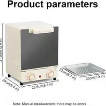 DON FELIZ 15L Compact Electric Oven, 800W, Adjustable Temperature 0-250°C And 60-Minute Timer, Mini Oven With Tray And Rack, White And Green Design. Ideal For Small Kitchens - Phích cắm loại EU E (220-240V) - Xem 9