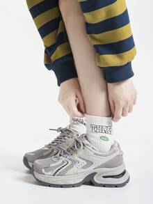 Alan Vincent[城市运动鞋系列]灰色运动鞋女鞋2025新款厚底运动鞋女舒适时尚跑步鞋增高休闲运动鞋女户外鞋女士鞋透气网眼