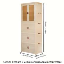 Multi-Functional Folding Storage Cabinet, Clothing Storage Box, Portable Wardrobe, Foldable Cabinet With Wheels And Double Doors, Suitable For Living Room, Bedroom, Walk-In Closet, And Apartments, No-Assembly Storage Rack, Organizes Clothes And Toys, Plastic Folding Storage Cabinet, Comes With 10 Hangers - 白色 - 查看 10