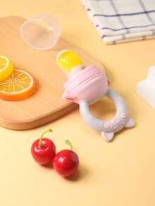 KUNT 1pc Baby Silicone Pig Shaped Fruit & Vegetable Teether, Suitable For Daily Feeding - Blue and White - View 9