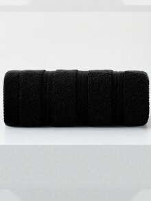 1pc/3pcs Set Modern Minimalist Solid Stripe Cotton Bath Towel | Super Soft, Highly Absorbent, Quick Drying Sauna Towel, Non-Shedding, Lightweight, Available Size: 34x75cm Bath Towel/70x140cm Bath Towel/34x34cm Face Towel, Durable Bathroom Essentials, Couples Gift - Black - View 12