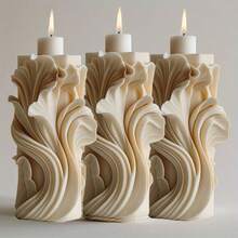 1pc Wave Pillar Incense Wax Candle Silicone Mold, DIY Decorative Plaster Ornament Suitable For Various Festivals, Birthdays, Home Decor