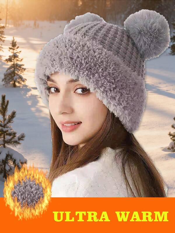 1 pieza Gorro de invierno grueso y cálido para mujer, accesorio de invierno de moda