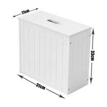 White Slimline Shaker Unit Multi Purpose Bathroom Toilet Roll Storage Tidy Box - 31*17*33 - View 4