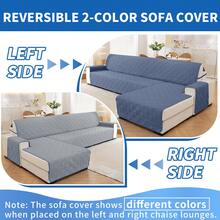 YSTYLE Single-Seater Sofa Cover With Armrests, Reversible Cat-Friendly Scratch-Resistant Couch Cover, Double-Sided Quilted Sofa Cover, Universal Sofa Cover - Gray Blue + Light Gray - View 2