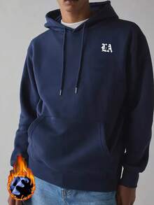 Sudadera con capucha holgada y casual con gráfico de alas en fuente gótica para hombre, otoño/invierno