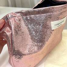 闪亮化妆包，亮片化妆包，金属手拿包，光泽晚宴包，大容量女士旅行收纳包，便携式洗漱包，适合派对、婚礼、日常使用
