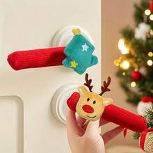 4pcs Christmas Door Handle Decor Set, Includes Jingle Bell Hanger And Removable Ornaments (Santa Claus, Reindeer, Christmas Tree, Stocking) - Easy Adhesive Hooks, Suitable For Indoor/Outdoor Holiday Door And Cabinet Decor - - Door Hangers, Christmas Decorations, New Year - Multicolor - View 4
