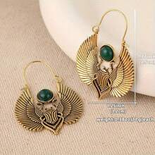 Large Earrings For Women, Designed With Vintage Egyptian Style Of Holy Wings And Beetle Patterns. These Bohemian-Style Earrings Are Perfect For Parties And Casual Outfits - Vàng - Xem 4