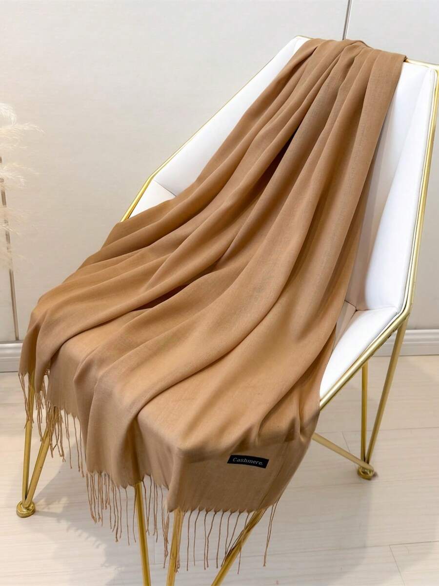 1 chiếc khăn choàng chống gió màu trơn cổ điển ngoài trời 190*70cm, khăn mỏng thời trang dành cho cả nam và nữ, thích hợp cho phòng có máy lạnh, khăn choàng cỡ lớn giữ ấm khi mặc váy - Lạc đà - Xem 1