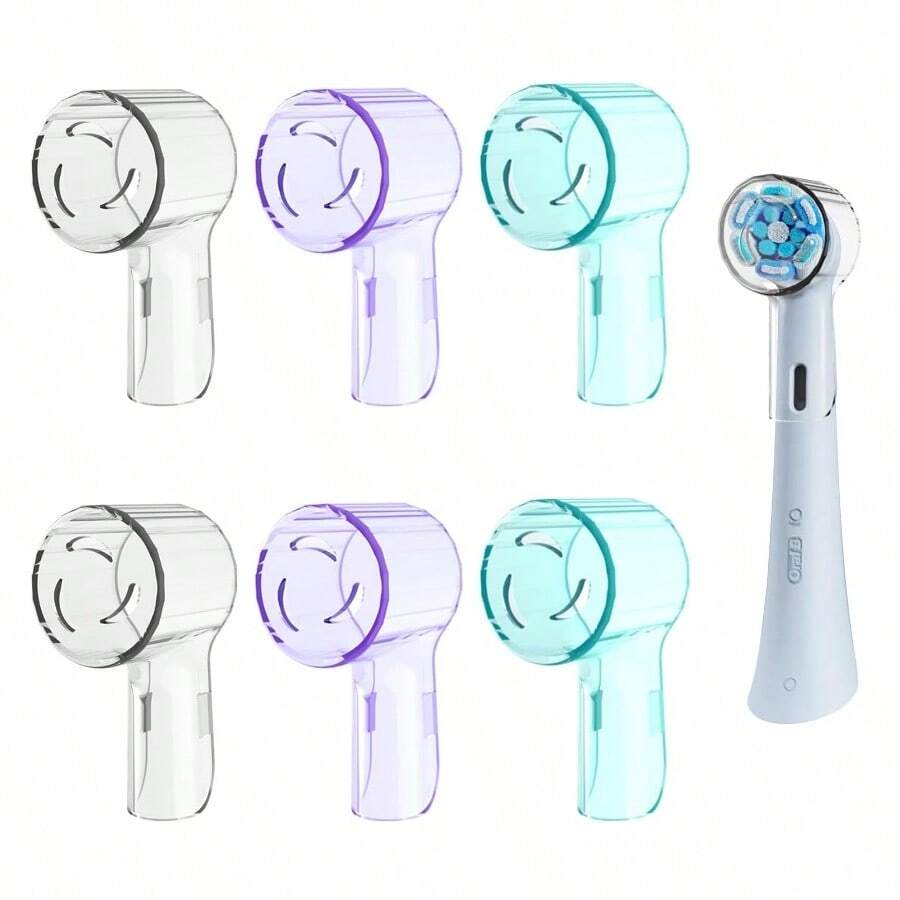 6 Pack Dustproof Toothbrush Heads Cover Case Compatible With OB IO Series Pro 1000 1500 5000 7500 Electric Toothbrushes, Protective Travel Cap For Brush Heads, Keeps Bristles Clean, Hygienic Storage, Durable Travel-Friendly Design, Fits Most Head Sizes, Prevents Debris, Ideal For Home, Dorm, And Office On-The-Go, Great For Daily Use And Shared Routines, Convenient For Family Care And Personal Oral Hygiene Maintenance, Enhances Travel Convenience And Organization, Premium, Practical, And User-Friendly Accessory Choice For Clean, Fresh Experiences - Multicolor - View 1