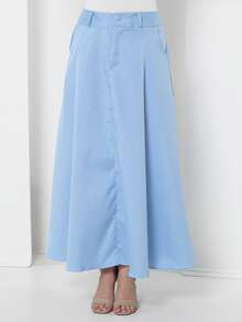 Tailored Skirt With Belt Loops (Without Belt) Code: 3010 - Baby Blue - View 3