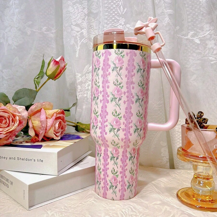 L.O.V.E.Shack Tumbler Water Bottle, Leak-Proof Travel Mug, Suitable For Coffee, Cold Drinks And Daily Use - 粉綠 - 查看 1