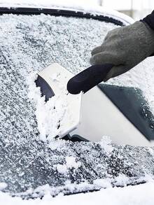 1 pieza Rascador de hielo sin arañazos para coche - Cepillo de nieve de invierno, quitador de escarcha, limpiador de parabrisas, pala rompehielos duradera, ajuste universal para coche/camión/SUV, accesorios esenciales de invierno para automóvil (Negro)