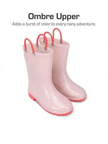 Kids Rain Boots Glitter Boys Girls With Easy-On Handles Sparkly Waterproof Boots Outdoor Playing Rain Boots Unisex-Child  For Rainy Days And School Activities - Hồng - Xem 1