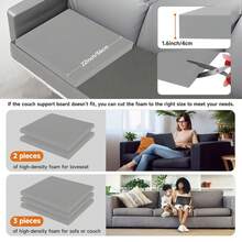 22"X22" Couch Cushion Support For Sagging Cushions, 40D High Density Foam Couch, Sofa Cushion Support For Sagging Seat, Grey