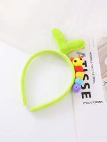 1pc Women's Cute Cartoon Caterpillar Flower Headband, Green Sprout Small Flower Funny Headpiece For Makeup, Facial Mask, Hair Styling