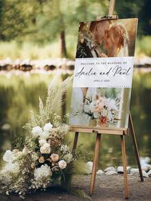 Wedding Welcome Sign Template, Modern Photo Welcome Sign Template, Printable Wedding Reception Poster - Multicolor - View 4