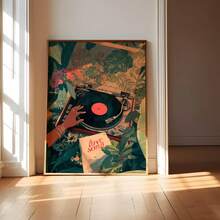 1件时尚音乐主题墙画，非裔美国人印花帆布画，情歌海报，黑胶唱片装饰，适合客厅、卧室、公寓、宿舍装饰，送给音乐爱好者的礼物，可选带框或不带框。 - 彩色 - 查看 3