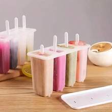Easy-To-Clean 4-Bottle Ice Pop Mold, Suitable For Summer Desserts, Reusable DIY Ice Pop Making Tool With Lid, Cute Household Ice Pop And Ice Cream Mold - trắng - Xem 8