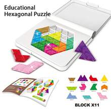 1件装高品质塑料拼图积木益智玩具，经典彩色六边形、星星和心形图案，有助于逻辑思维训练和记忆力提升，是送给儿童、成人和节日聚会的理想礼物。